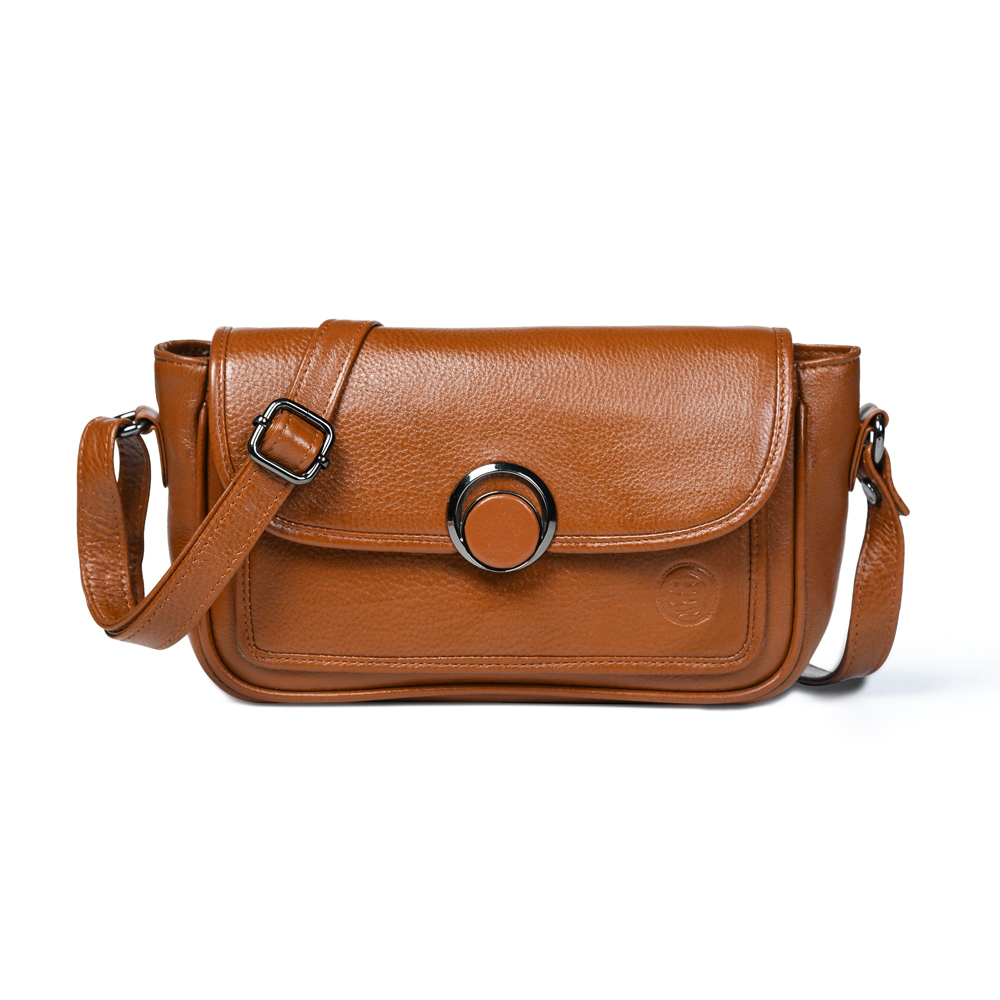 Verdant Elegance Women's Leather Handbag - Tan Colour